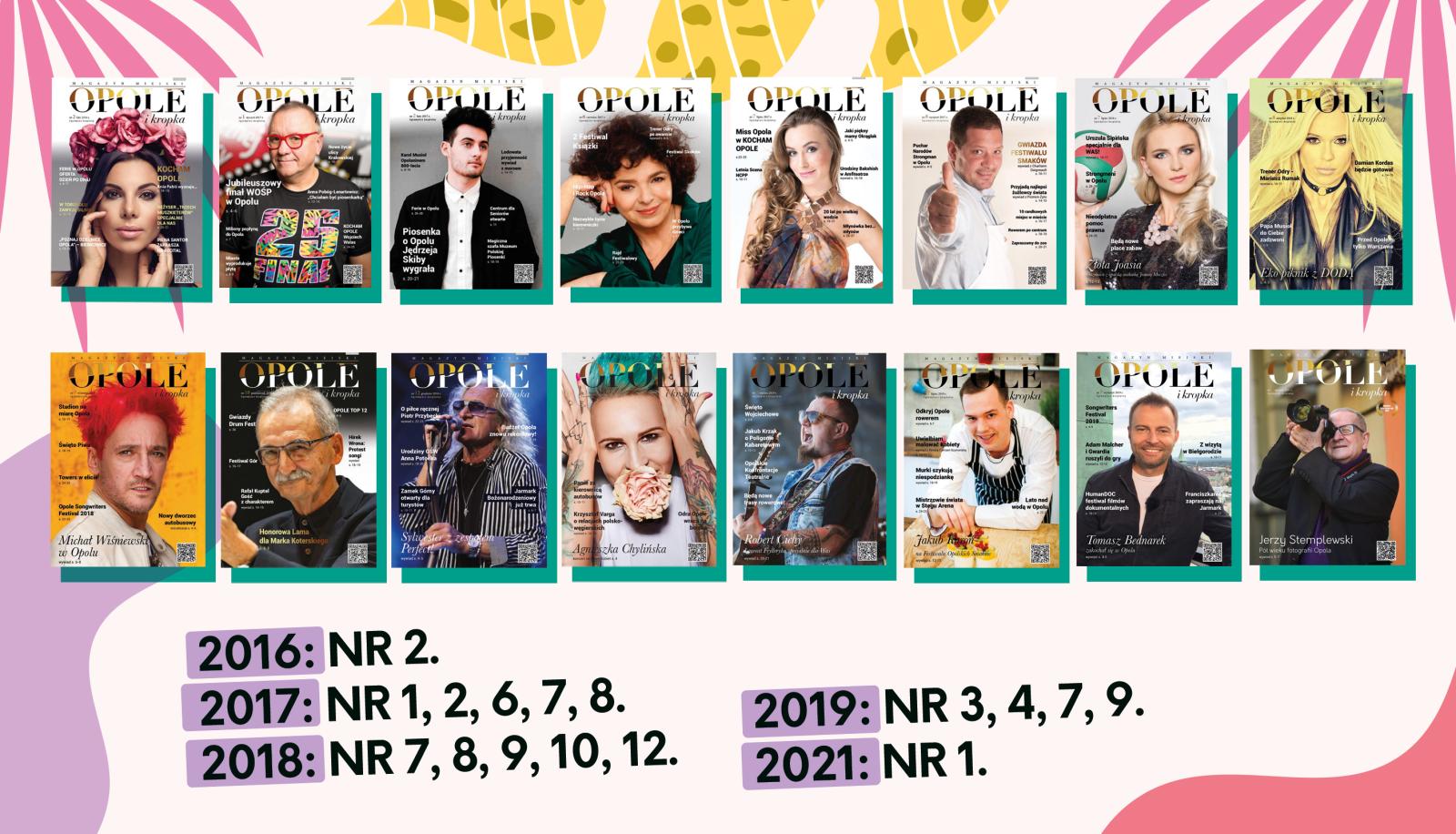 Grafika przedtswiające brakujące nymery magazynu Opole i kropka