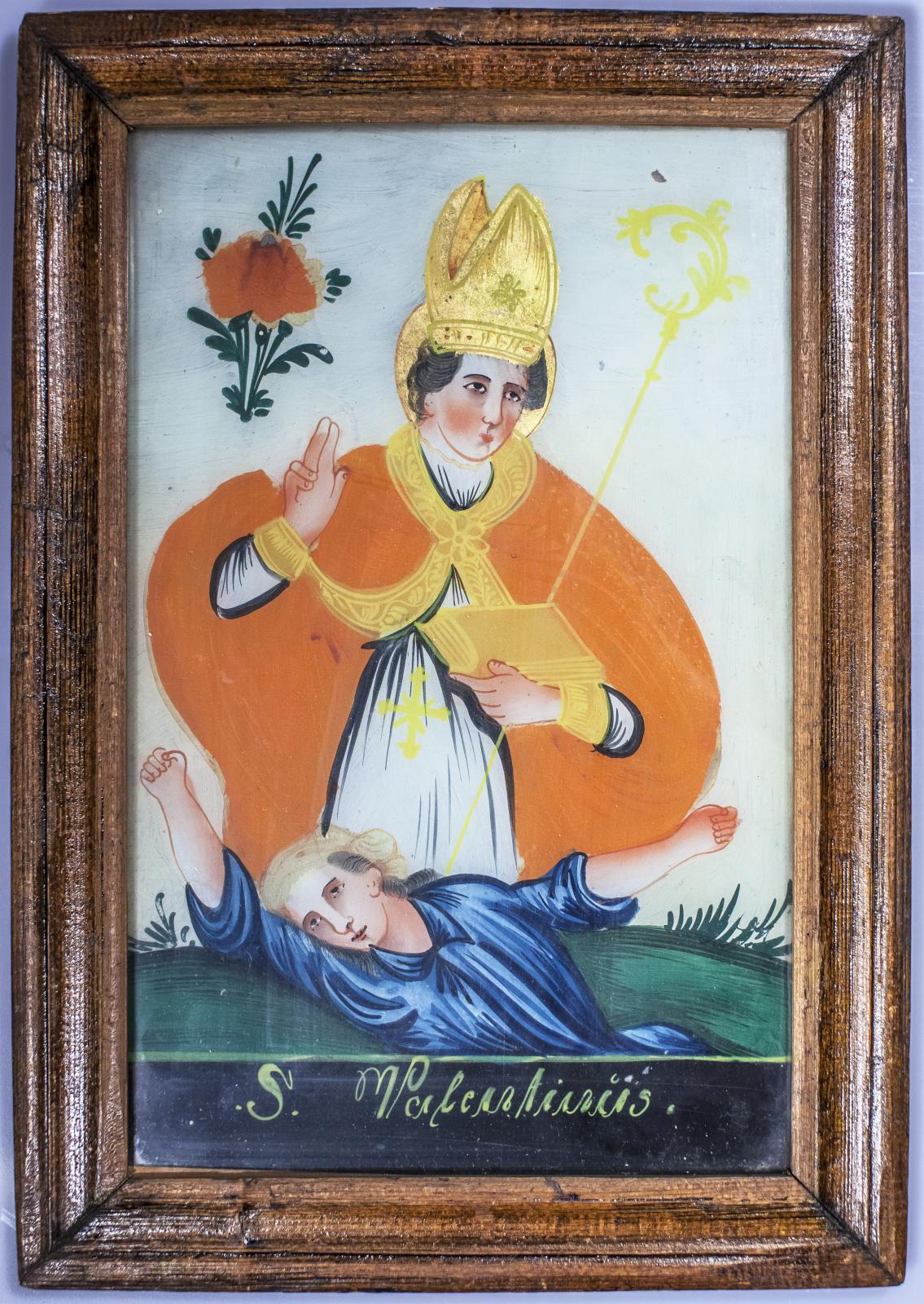 malunek na szkle przedstawiający św. Walentego