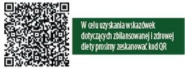 qr kod z podpisem aby zeskanować go w celu uzyskania wskazówek dot. zbilansowanej dwiety