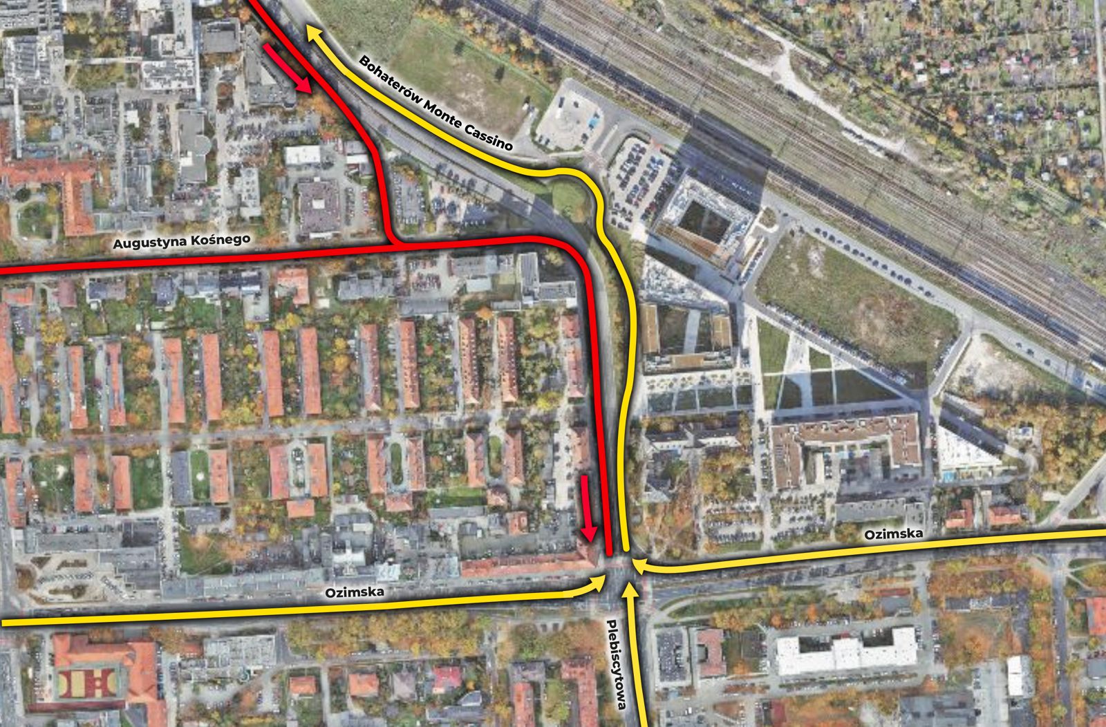 Mapa organizacji ruchu w obrębie ulicy Batalionów Chłopskich 