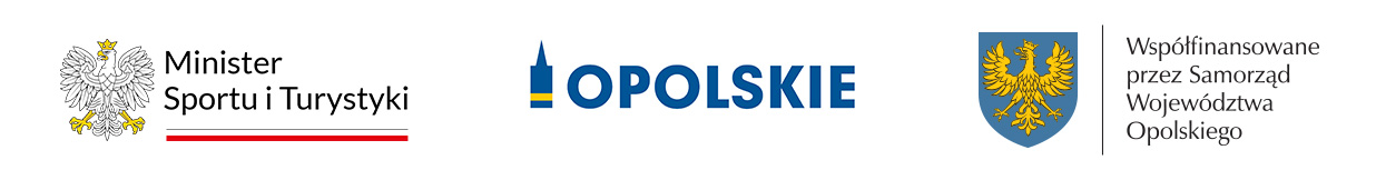 Logo Ministerstwa Sportu i Turystyki, logo Opolskie, Iogo informacja o współfinansowaniu przez Samorząd Województwa Opolskiego