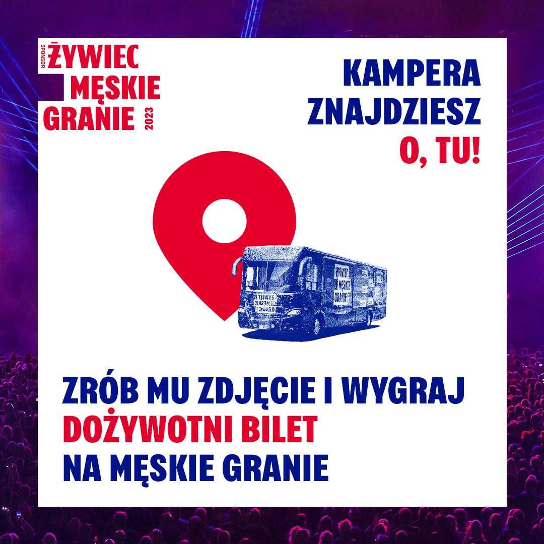 Baner informujący o odwiedzinach kampera