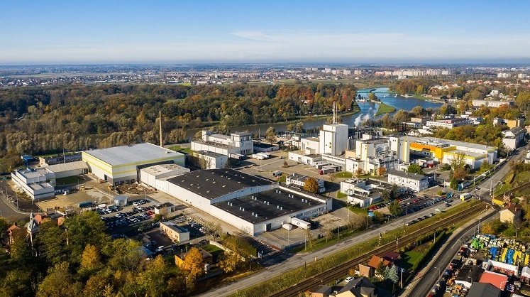 Budynek zakładu Nutricia z lotu ptaka