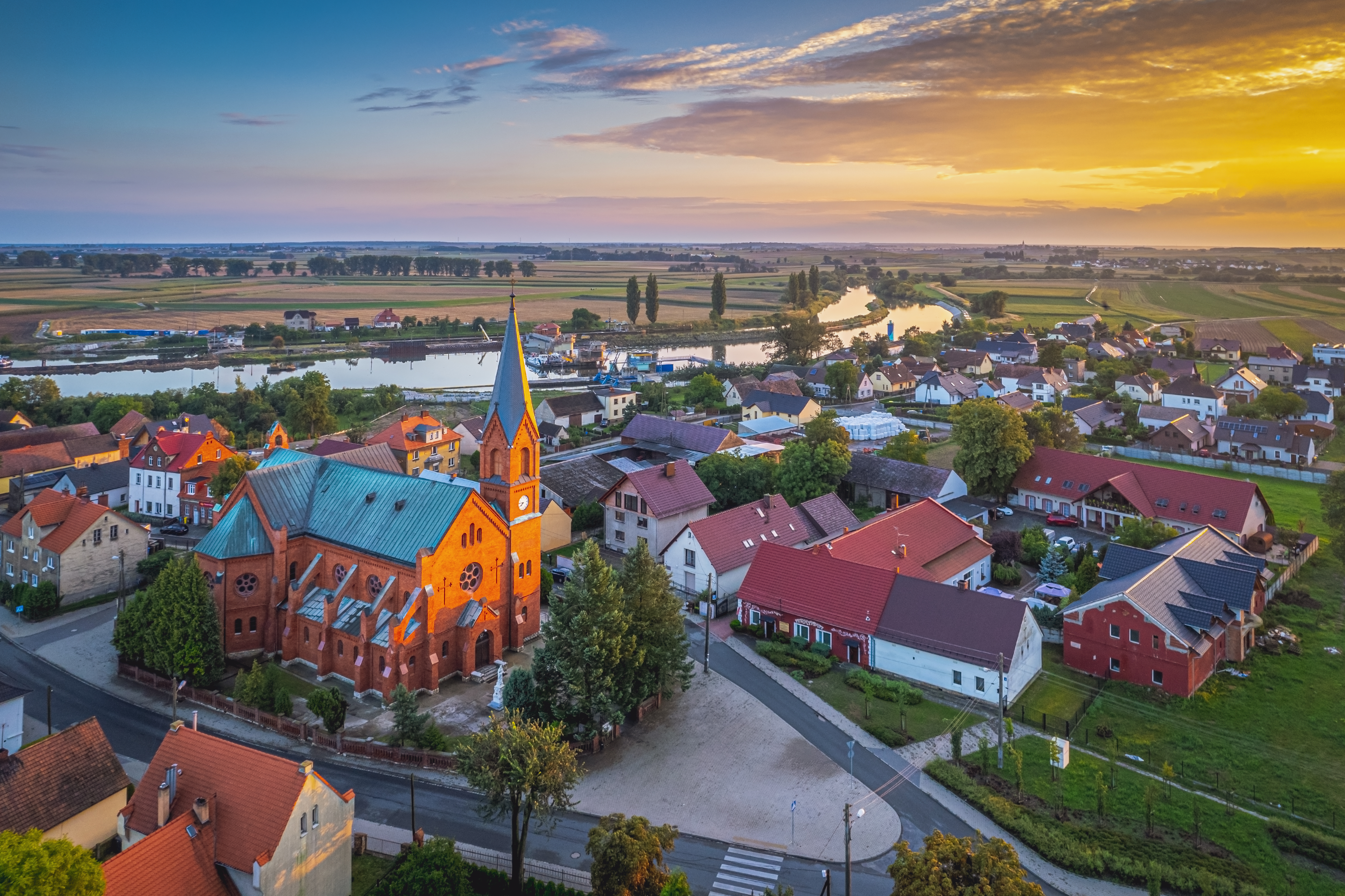 Panorama Groszowic z lotu ptaka