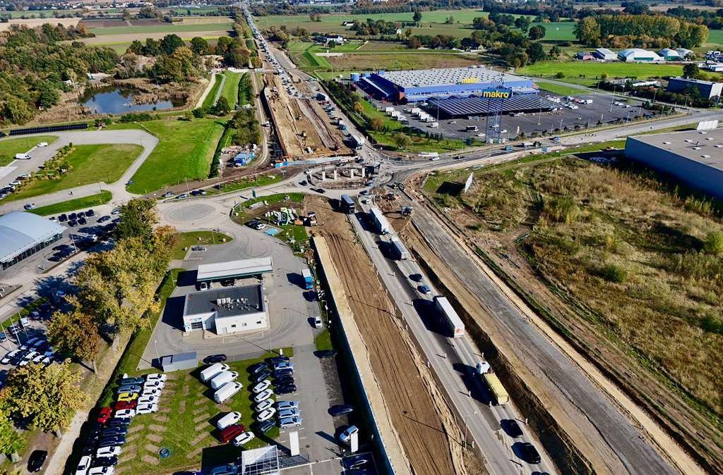 zdjęcie budowanego ronda z lotu ptaka