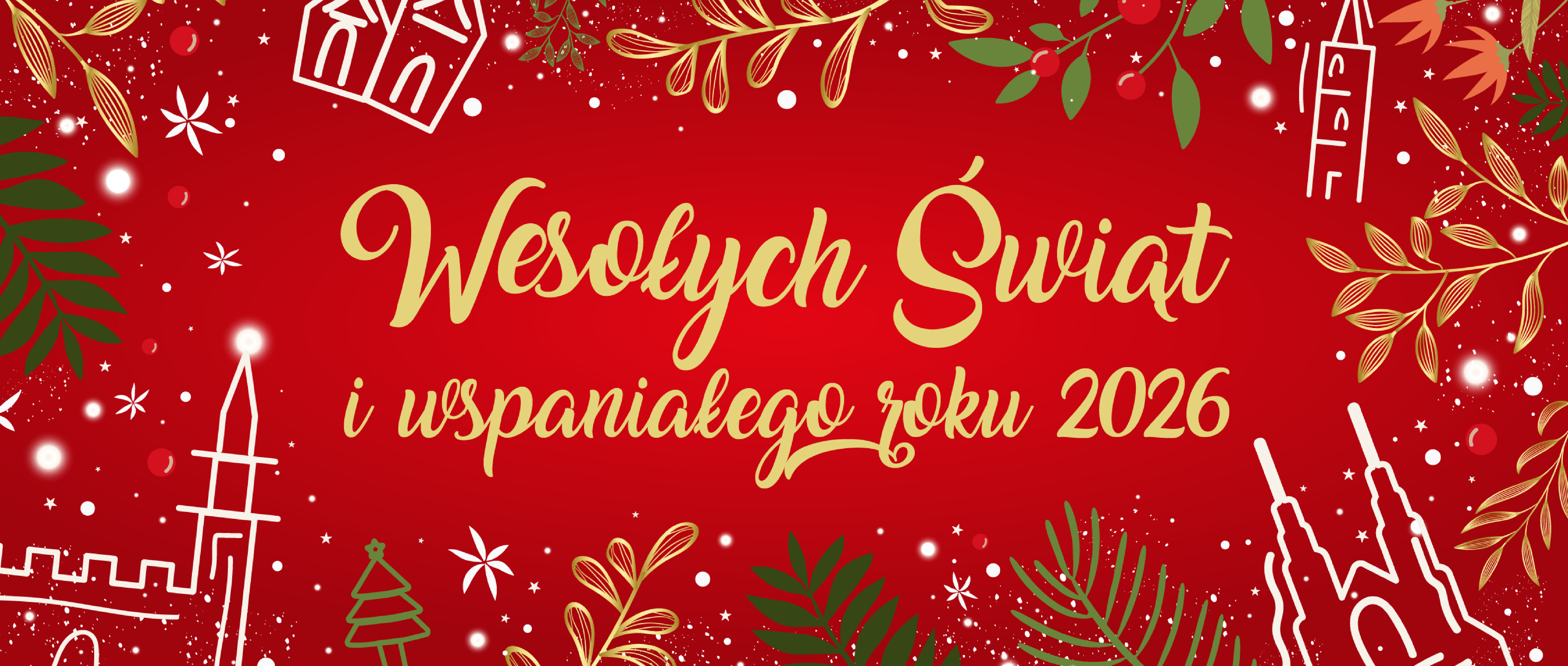 baner z napisem Wesołych Świąt