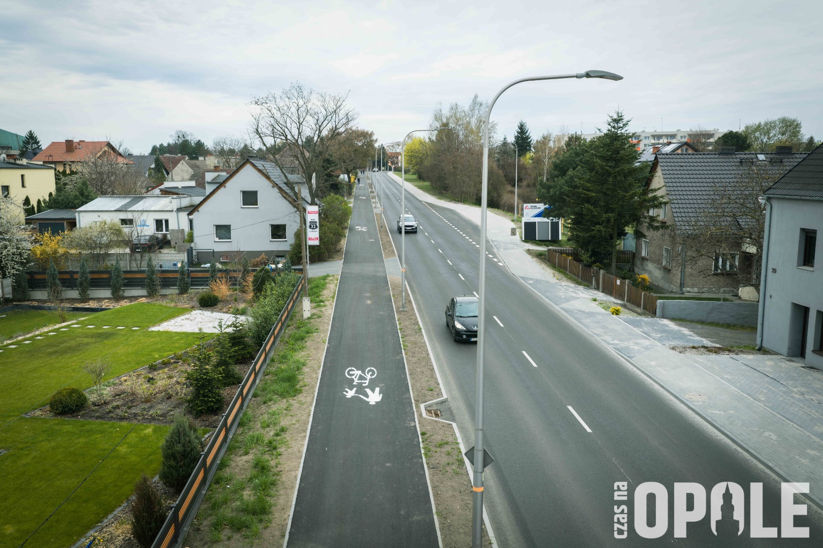 ścieżka rowerowa przy ulicy Częstochowskiej z lotu ptaka