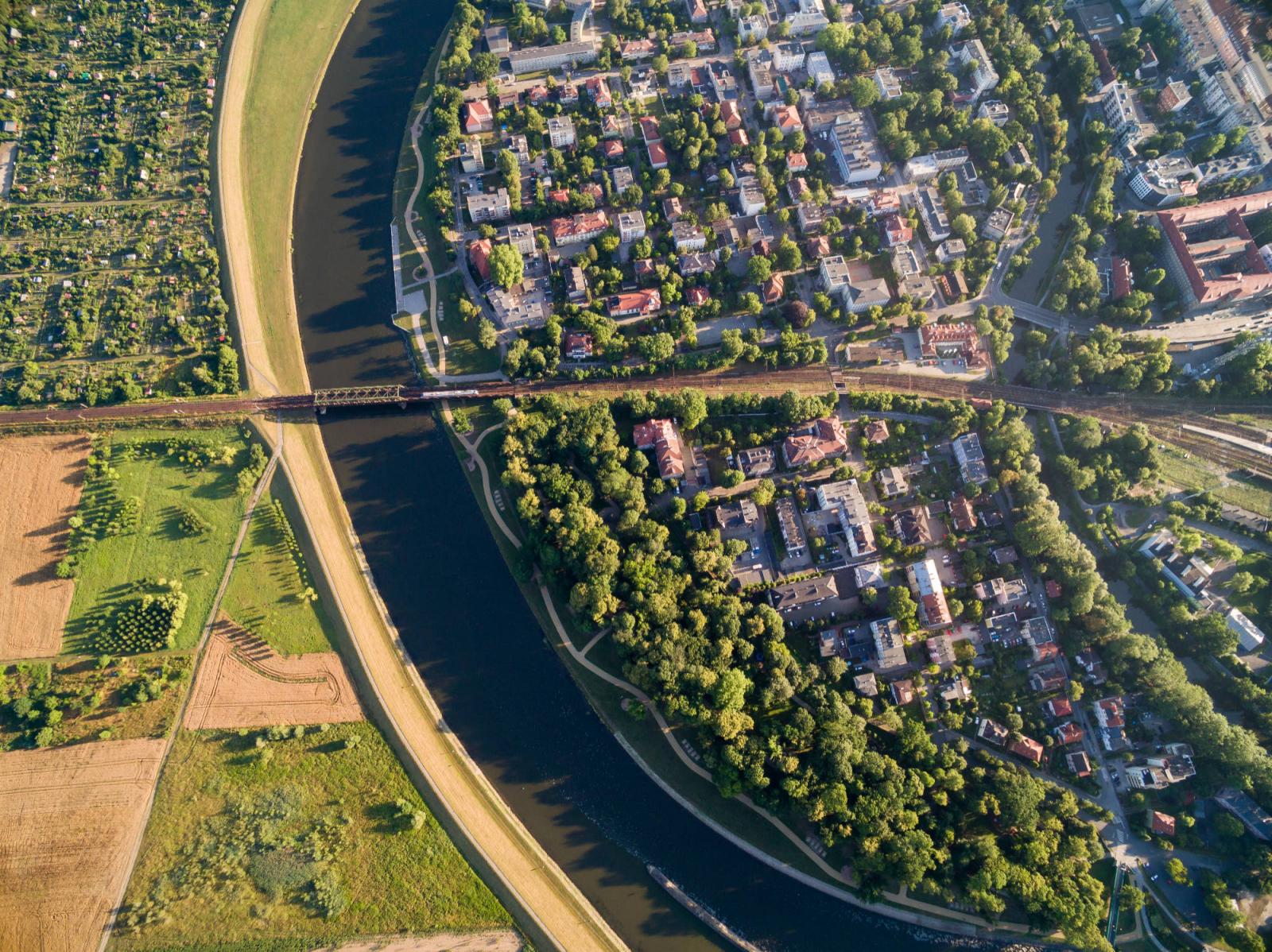 Widok Opola z lotu ptaka