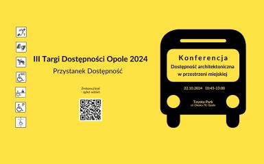 baner wydarzenia, na żółtym tle czarny autobus