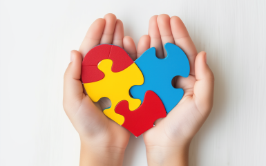 serce z puzzli na dłoni