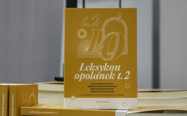 element dekoracyjny przedstawiający książkę "Leksykon Opolanek t.2"