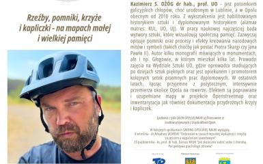 Ulotka informacyjna na temat spotkania w ramach Salonu Opolskiej Nauki z Kazimierzem S. Ożógiem, tekst został zawarty w komunikacie