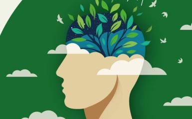 grafika przedstawiająca głowę człowieka, z której wychodzą rosliny