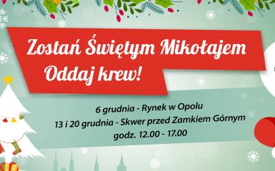 Zostań Świętym Mikołajem - Oddaj krew baner