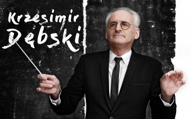 zdjęcie przedstawiające Krzesimira Dębskiego z batutą
