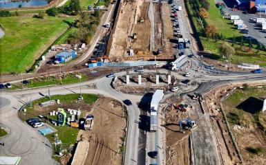 zdjęcie ronda przy obwodnicy północnej podczas przebudowy