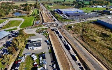 zdjęcie budowanego ronda z lotu ptaka