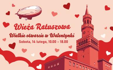 grafika zapraszająca na otwarcie wieży ratuszowej