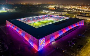 stadion, światła, fioletowy