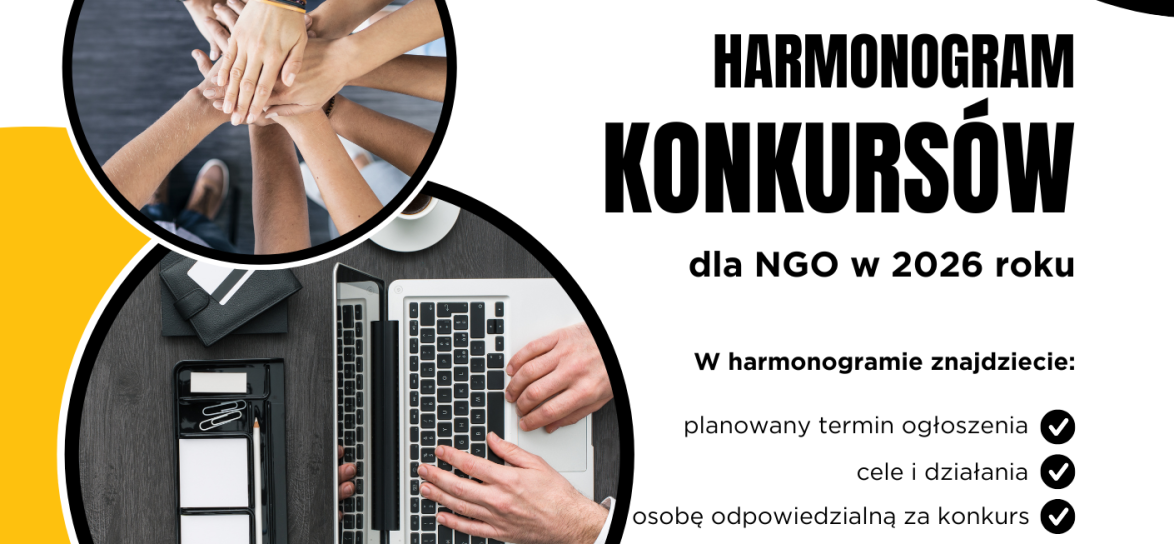 baner wydarzenia na temat ogłaszanych konkursów w 2026 roku, informacje w tekście