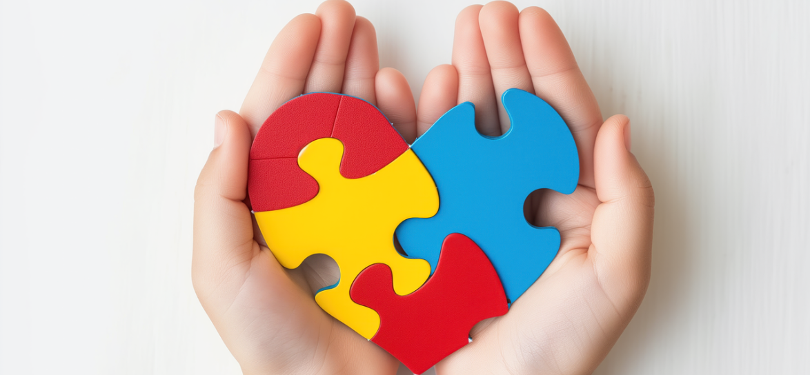 serce z puzzli na dłoni