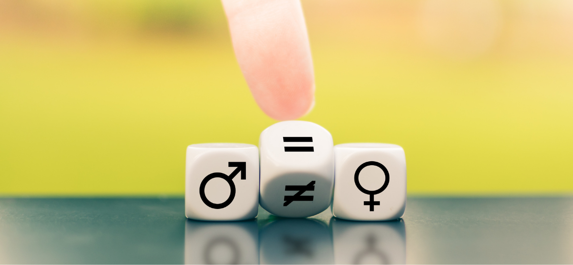 element dekoracyjny przedstawiający trzy kostki kwadratowe świadczące o równości praw kobiet i mężczyzn