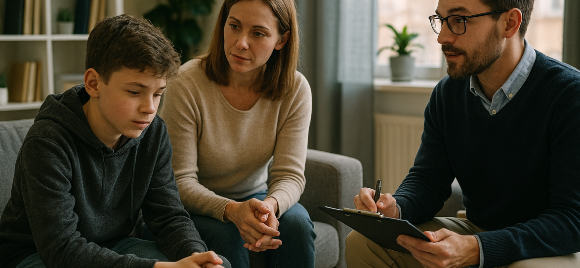 trzy osoby rozmawiące ze sobą