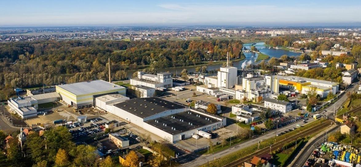 Budynek zakładu Nutricia z lotu ptaka