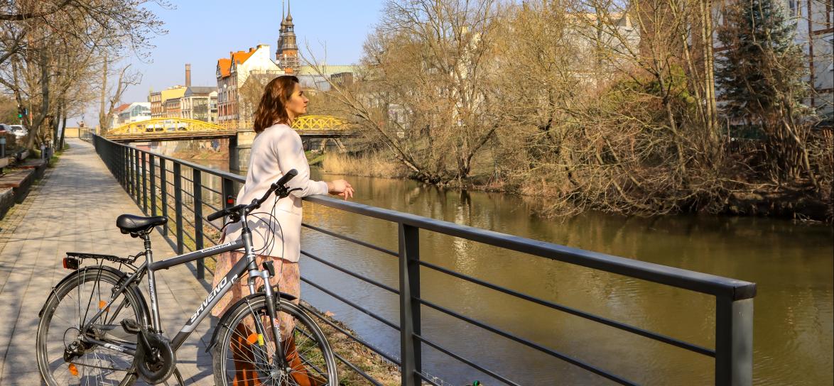 Rowerzystka nad Młynówką