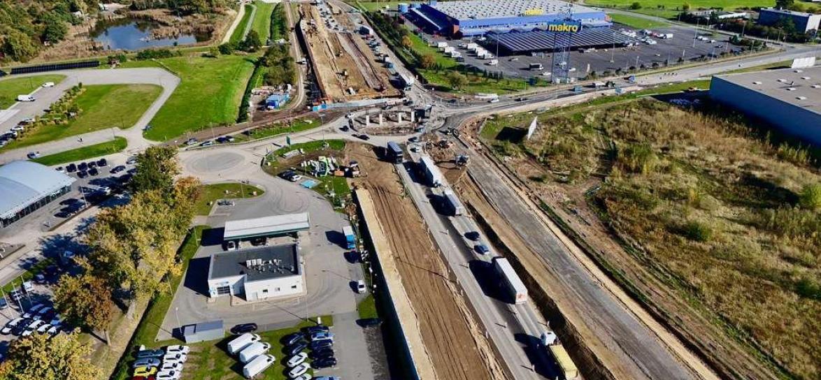 zdjęcie budowanego ronda z lotu ptaka
