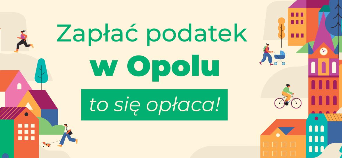 grafika, kolorowe domki, ludzie spacerujący