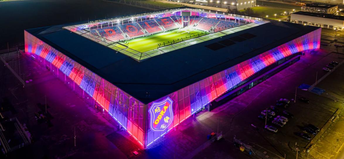 stadion, światła, fioletowy