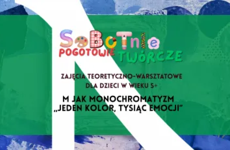 baner wydarzenia pt. sobotnie pogotowie twórcze, na zielonym tle czarne litery, informacje zawarte zostały w tekście
