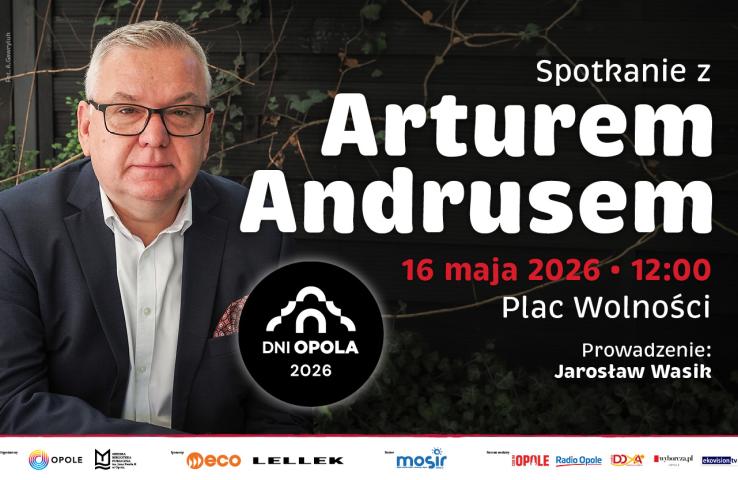 baner wydarzenia pt. Spotkanie autorskie z Arturem Andrusem, komunikat zawarty w tekście