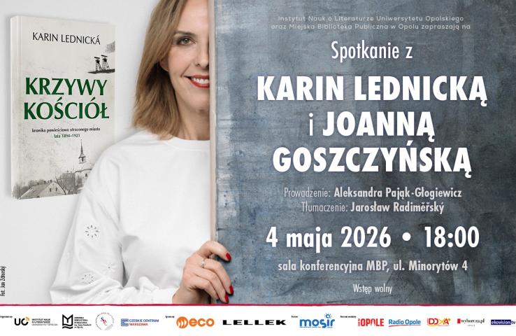 Baner przedstawia wydarzenie Krzywy kościół. Kronika powieściowa utraconego miasta: lata 1894–1921 Spotkanie z Karin Lednicką i Joanną Goszczyńską, informacja została zawarta w komunikacie