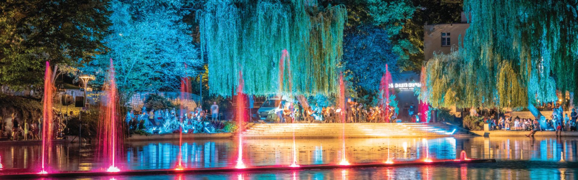 Grająca fontanna na stawku Barlickiego