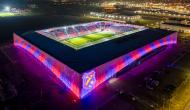stadion, światła, fioletowy