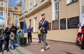 Prezydent Sowada podczas przemawiania